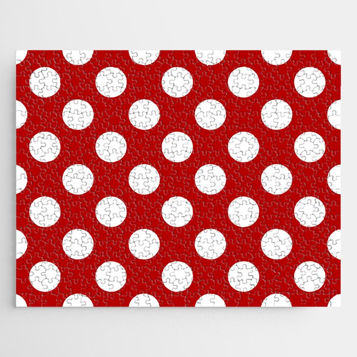 Flamenco Polka Dots Red White Jigsaw Puzzle