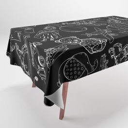 Black and White Toys Outline Pattern Tablecloth