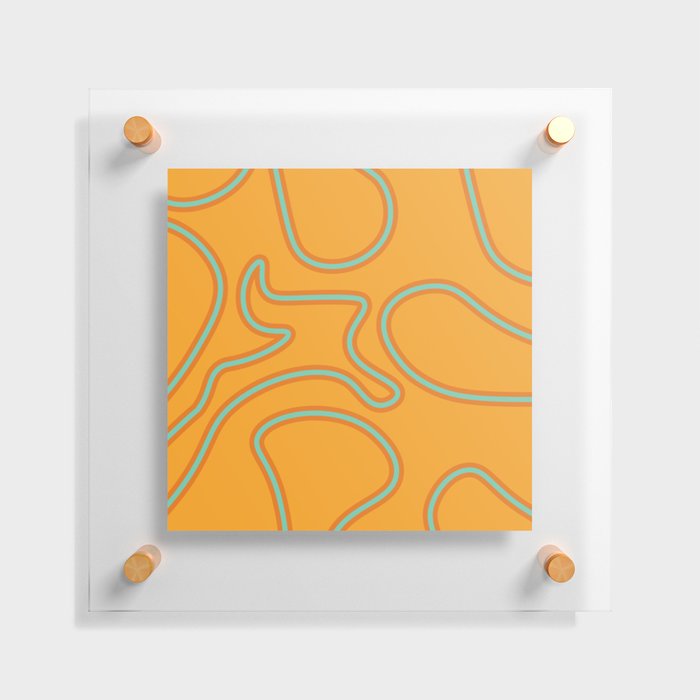 Abstract Mid century modern lines pattern - Marigold Floating Acrylic Print