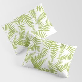 Light Green Silhouette Fern Leaves Pattern Pillow Sham