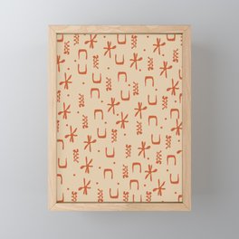 Organic Hieroglyph Abstract Pattern in Mid Mod Burnt Orange and Beige Framed Mini Art Print