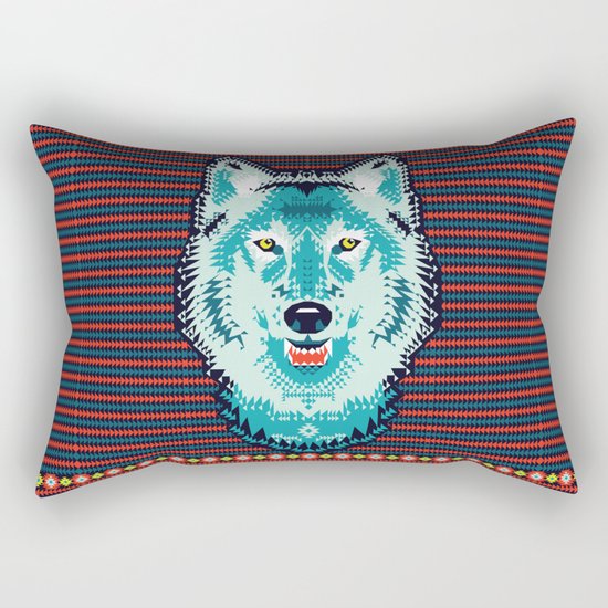 Geometric Wolf Rectangular Pillow