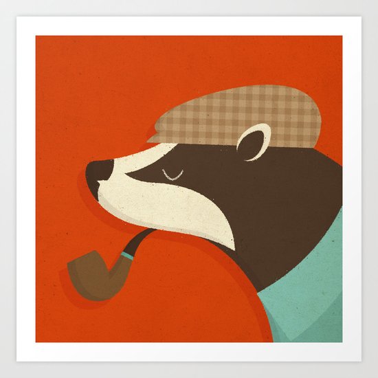Country Badger Art Print