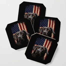 American Black Labrador USA Flag Lab Owner Coaster