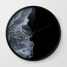Waves on a black sand beach in iceland - minimalist Landscape Photography Wall Clock | Landscape, Wave, Beach, Curated, Minimalist, Nature, Travel, Water, Iceland, Moody 