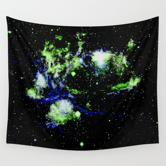 Life and Death Intermingled Vibrant Blue & Green Wall Tapestry