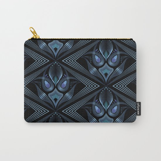 Art Deco 37. Black-blue satin . Carry-All Pouch