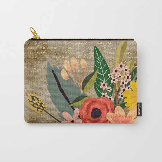 Flower bouquet letter gold #10 Carry-All Pouch