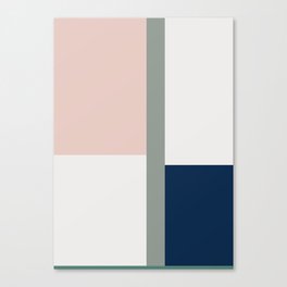 Geometric grey, pink and marine deep blue shapes - contemporary modernist design Canvas Print