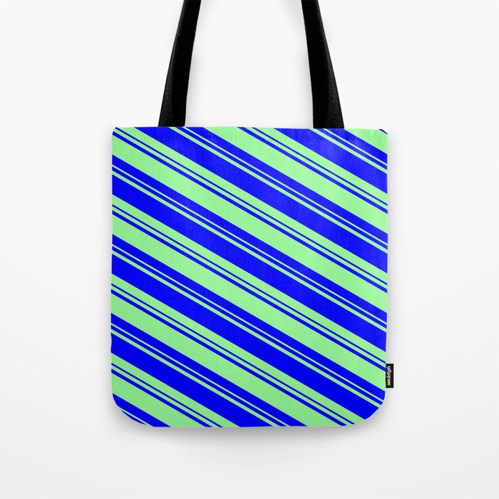Blue and Green Colored Lines/Stripes Pattern Tote Bag