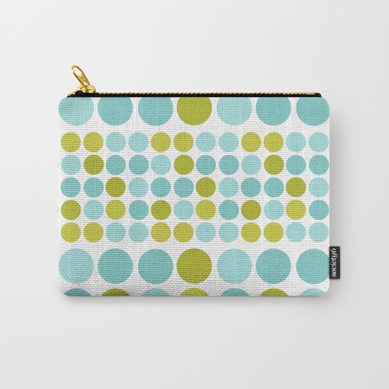 The pattern Green - blue polka dots. Carry-All Pouch