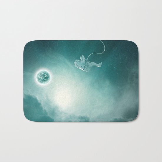 Astronaut Cast Away in Space Bath Mat