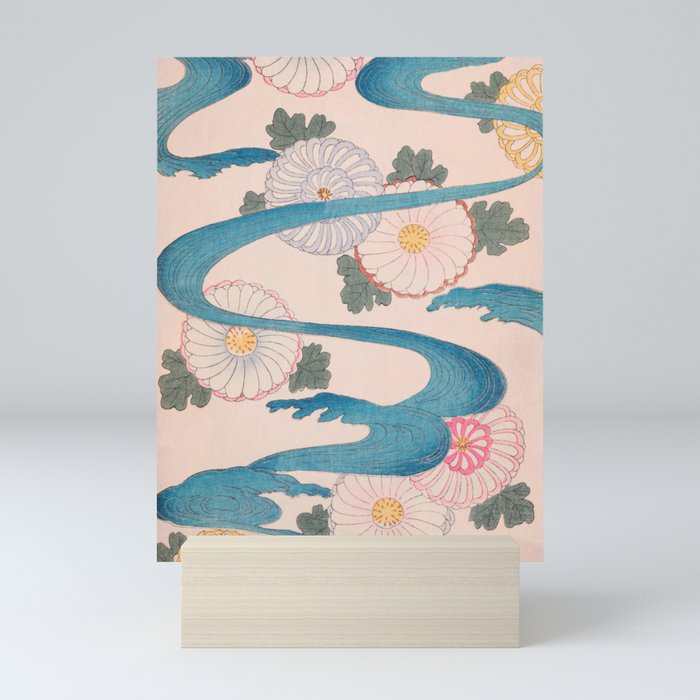 Wave Floral Print Vintage Japanese Retro Pattern Mini Art Print