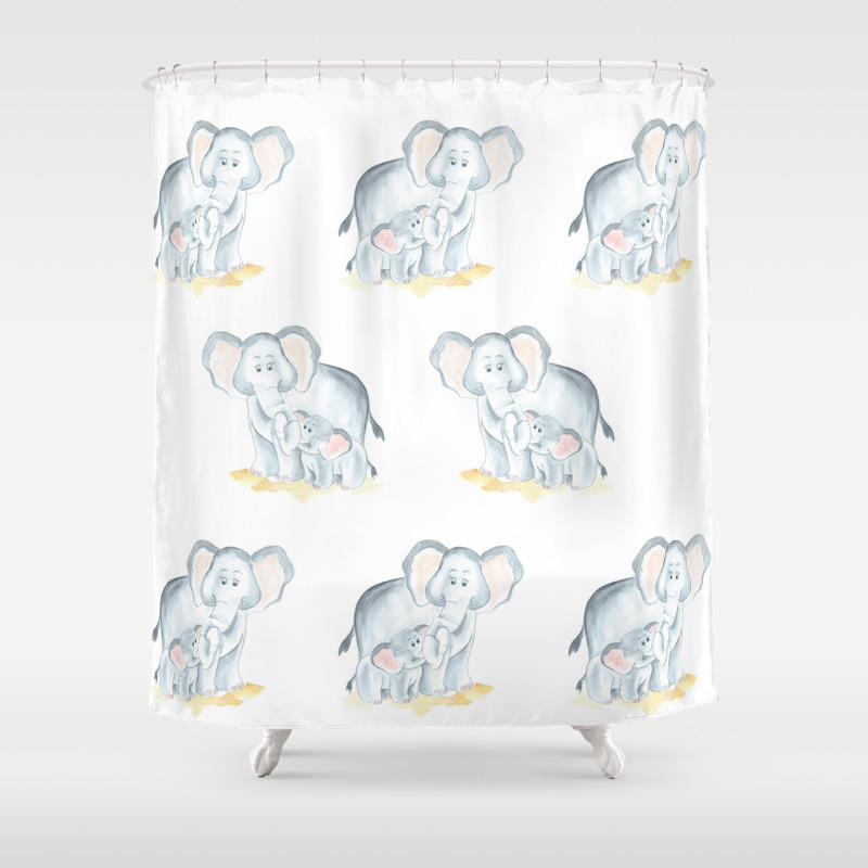 Elephants Watercolor Painting Baby Elephant With Mom Shower
