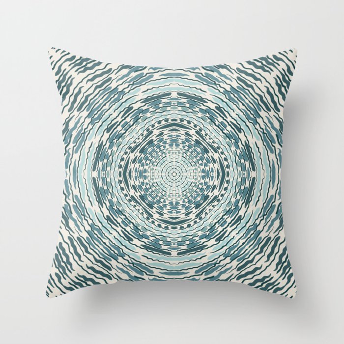 Blue spiral organic texture design Throw Pillow