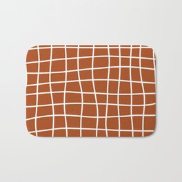 Hand Drawn Grid (white/burnt orange) Bath Mat