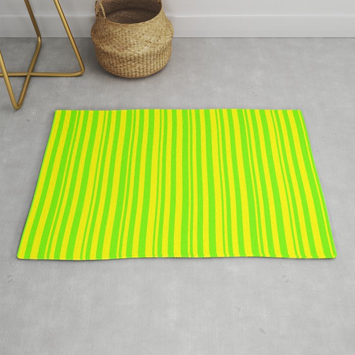 Green and Yellow Colored Stripes/Lines Pattern Rug
