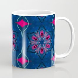 Pink Star Flower on Blue Mug