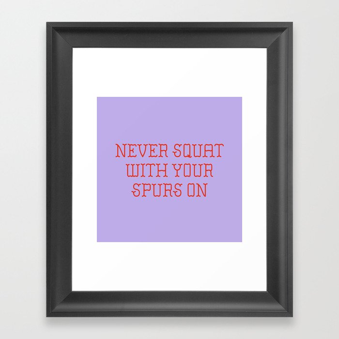 Cautious Squatting, Red and Lavender Framed Art Print