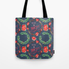 Merry & Bright (blue) Tote Bag
