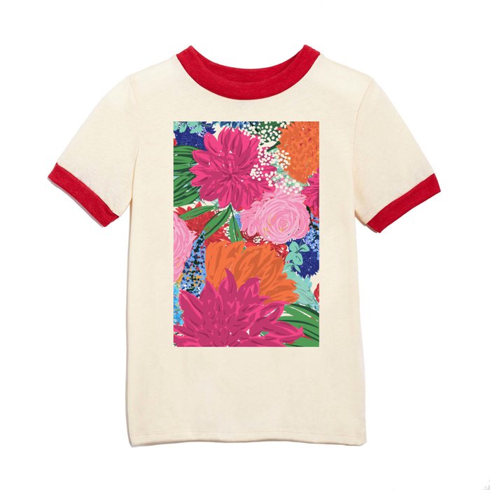 Pretty Colorful Big Flowers Hand Paint Design Kids T Shirt by
