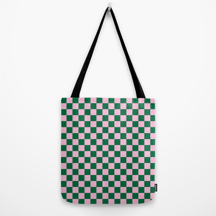 Cotton Candy Pink And Cadmium Green Checkerboard Purse Bag Handbag