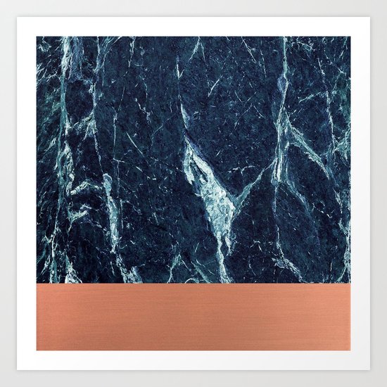 Blue Marble & Copper Art Print