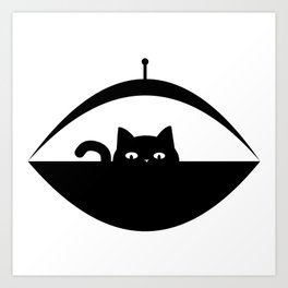 Invasive Species - UFO Cat Art Print | Flying Saucer, Ufo, Abstract, Cat, Graphicdesign, Ink, Digital, Cat Cartoon, Painting, Pets 