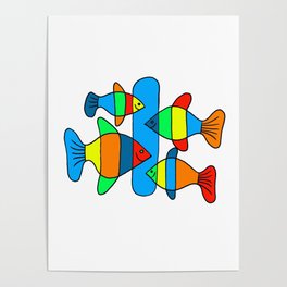 4 Fish - Black lines "Figurative Drawings" Poster