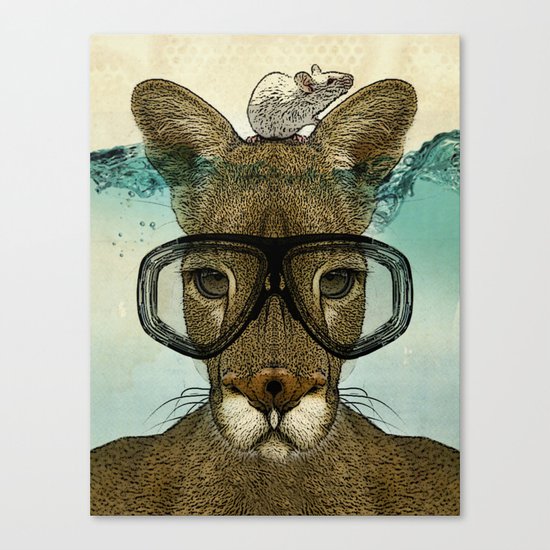Skuba Roo and a white mouse Canvas Print