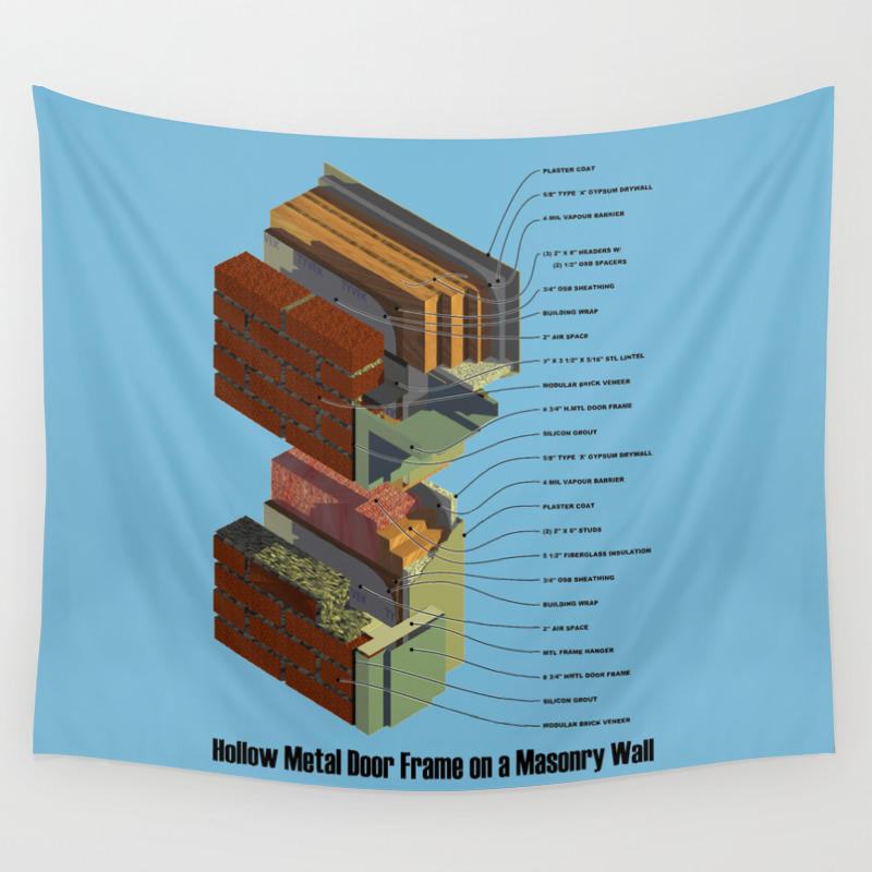 Hollow Metal Door Frame On A Masonry Wall Wall Tapestry