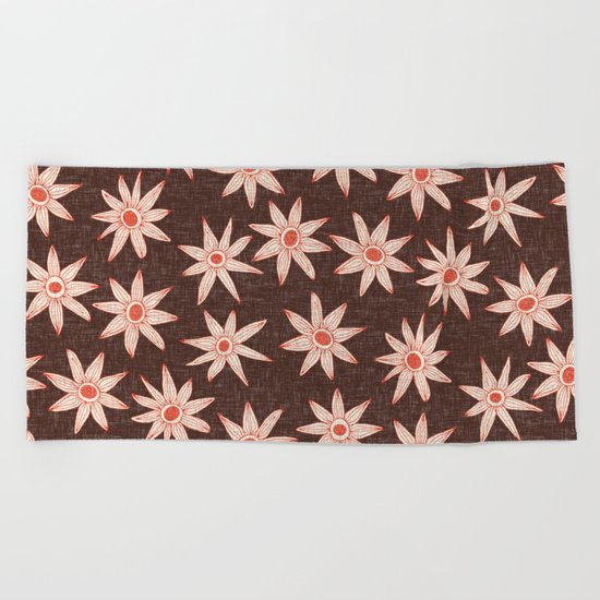 sema brown fire orange Beach Towel