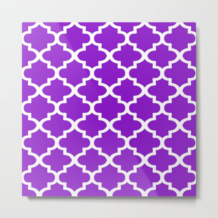 Quatrefoil Pattern In Purple  Metal Print