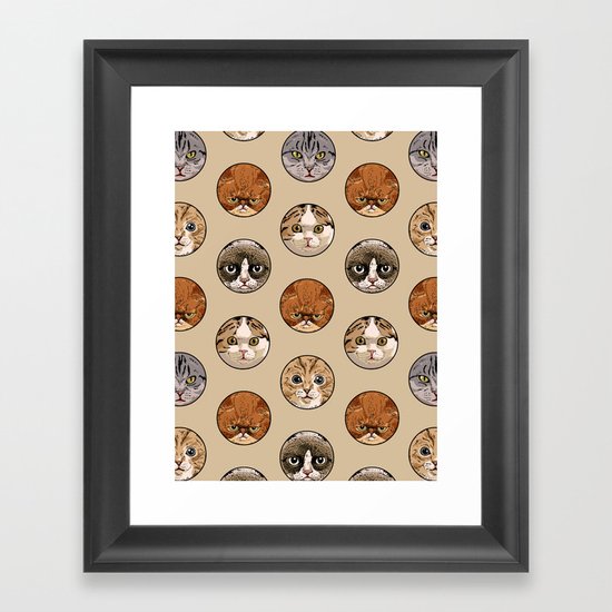Polka Meaw Framed Art Print