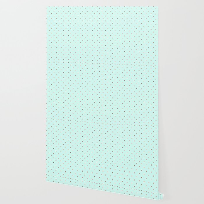 Mint Rose Gold Polka Dot Pattern Wallpaper By Nlmiller07art