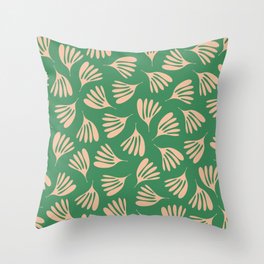 Green and Blush Wispy Leaves Contemporary Modern Pattern Throw Pillow