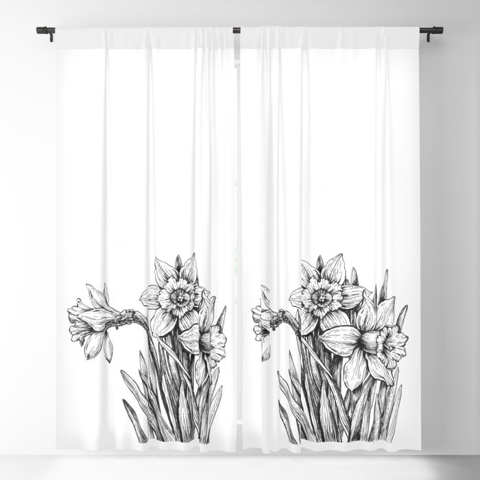 Daffodils ink drawing       Blackout Curtain