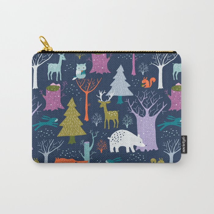 winter woodland animals Carry-All Pouch