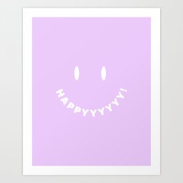 Happy Smiley Face - Lavender  Art Print