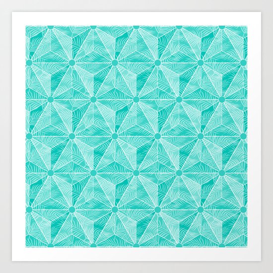 Geodesic Palm_Turquoise Art Print