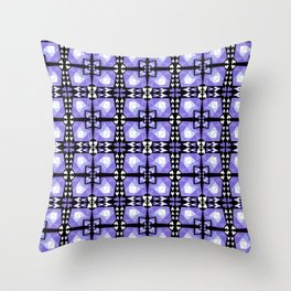 Funky black and purple 3D retro heart pattern Throw Pillow