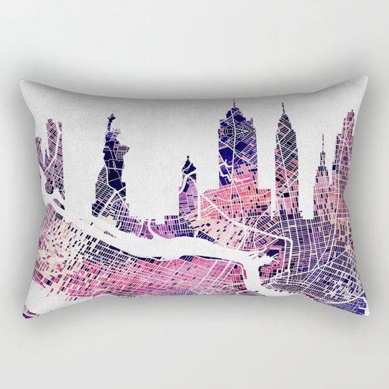 New York Skyline + Map Rectangular Pillow
