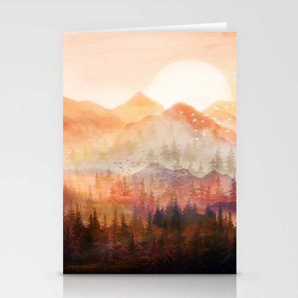 Forest Shrouded in Morning Mist Stationery Cards