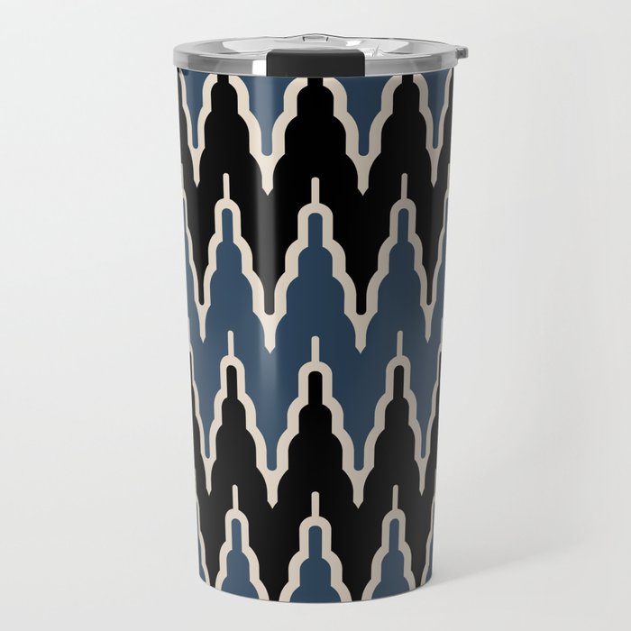 Chevron Pattern 528 Black and Blue Travel Mug
