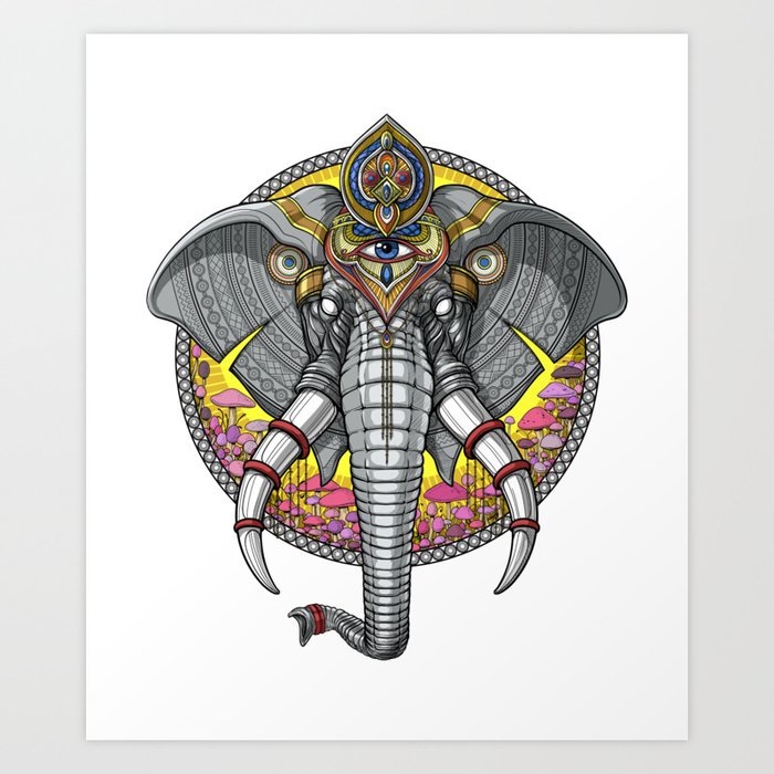 Psychedelic Ganesha Elephant Art Print