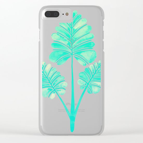 Tropical Palm Leaf Trifecta – Turquoise Palette Clear iPhone Case
