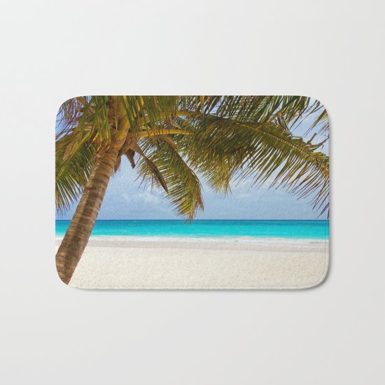 sea landscape with a palm tree Bath Mat