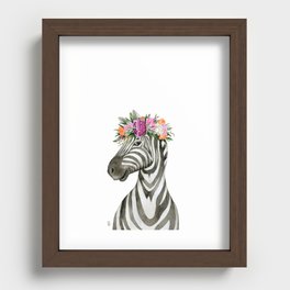 Zebra in Spring Recessed Framed Print