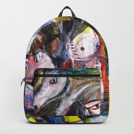 Two Woman and Horses, nude figurative portrait painting Backpack | Horse, Abrabian, Horses, Andalusian, Madrid, Barcelona, Friesian, Morgan, Quarter, Abstract 