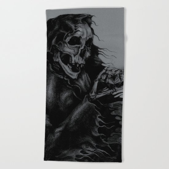Skeleton Holding Diamond Beach Towel